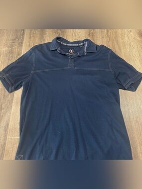 Bugatchi Navy Short-Sleeve Polo with Contrast Stitching
